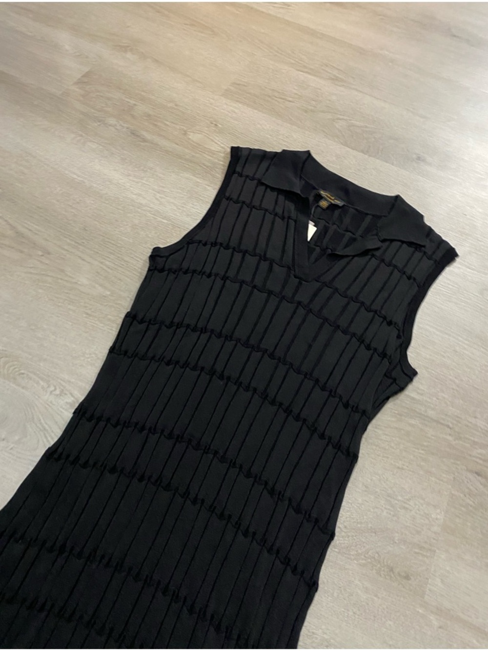 NWT Anthropologie Current Air Black Collared Spliced Midi Pencil Dress Large - Picture 3 of 9